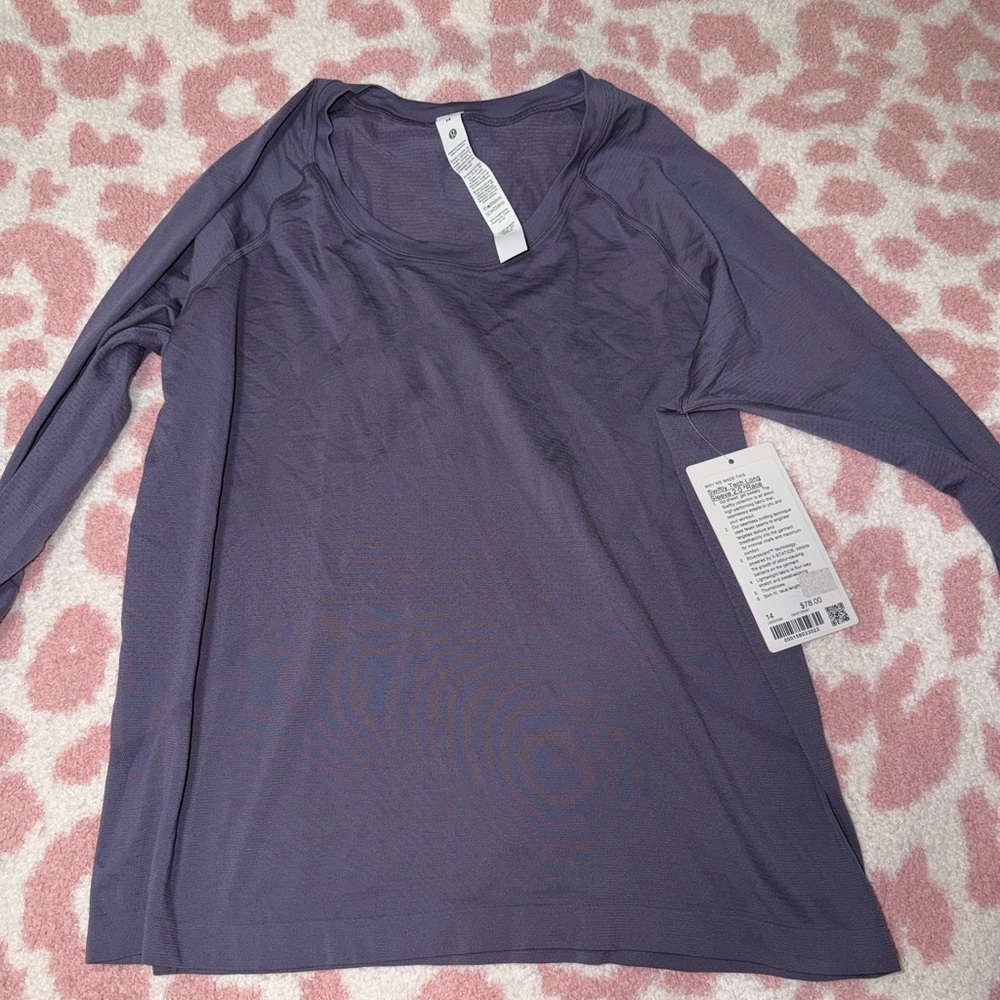 Lululemon swiftly tech long sleeve 2.0 race in grape mist NWT size 14